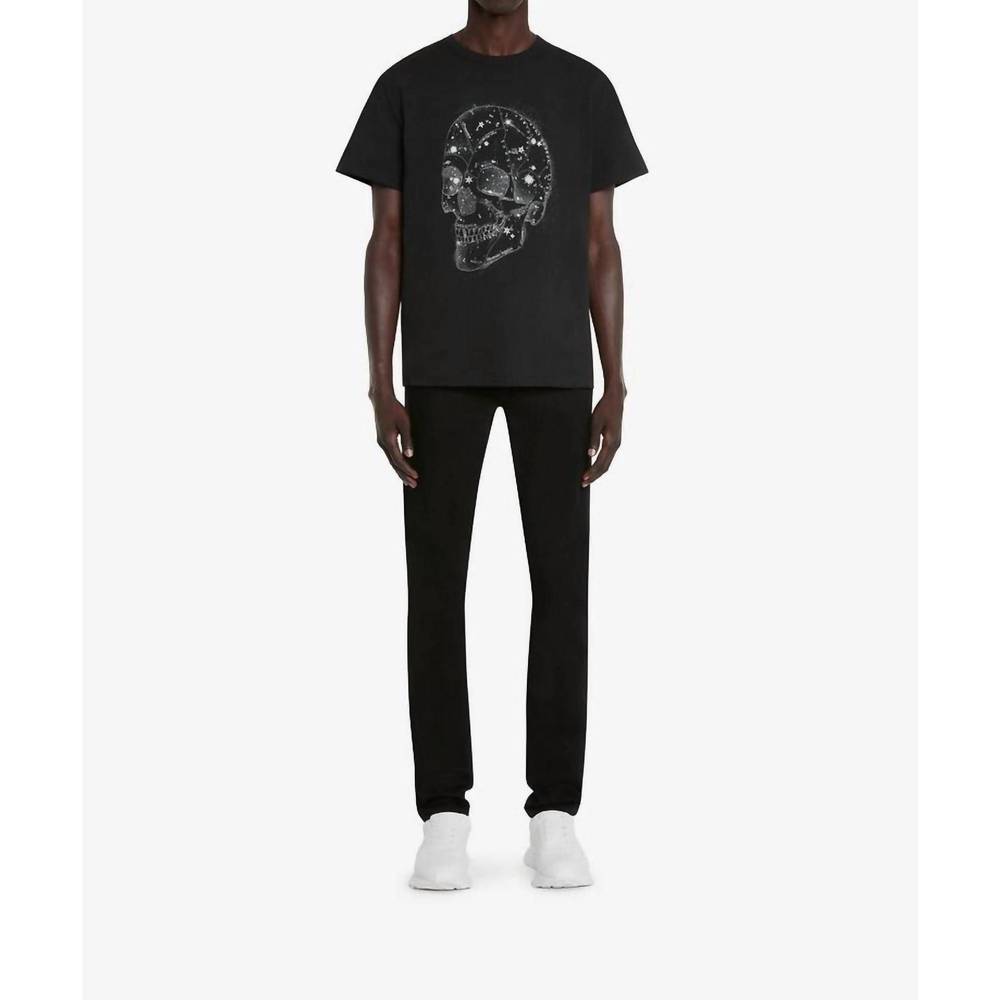 NEW ALEXANDER MCQUEEN skull t-shirt in black silver